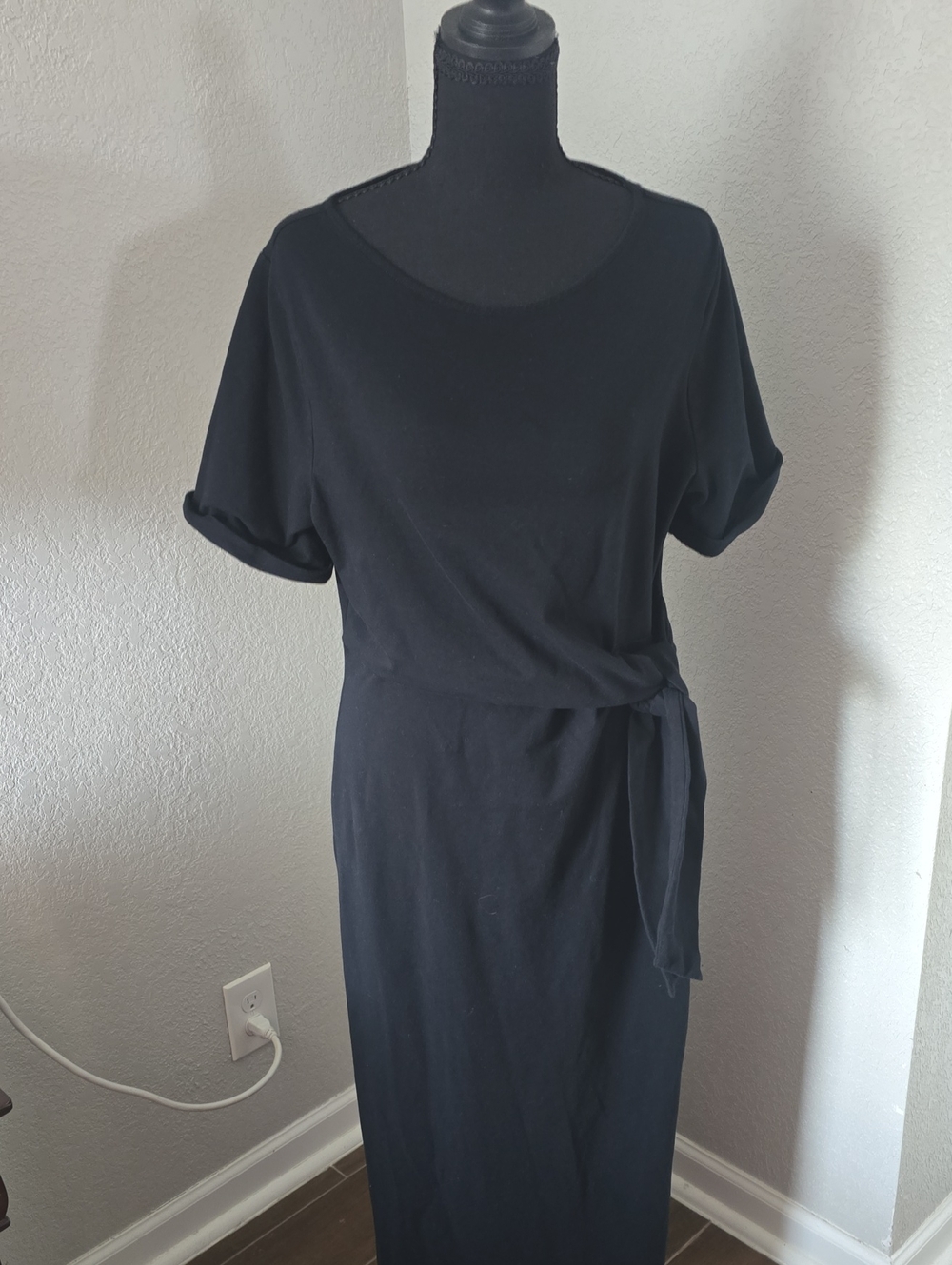 Classic Black Tie-Waist Maxi Dress